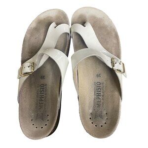 Mephisto Helen Adjustable Strap Toe Thong Sandals White Sz 39 (EU)
